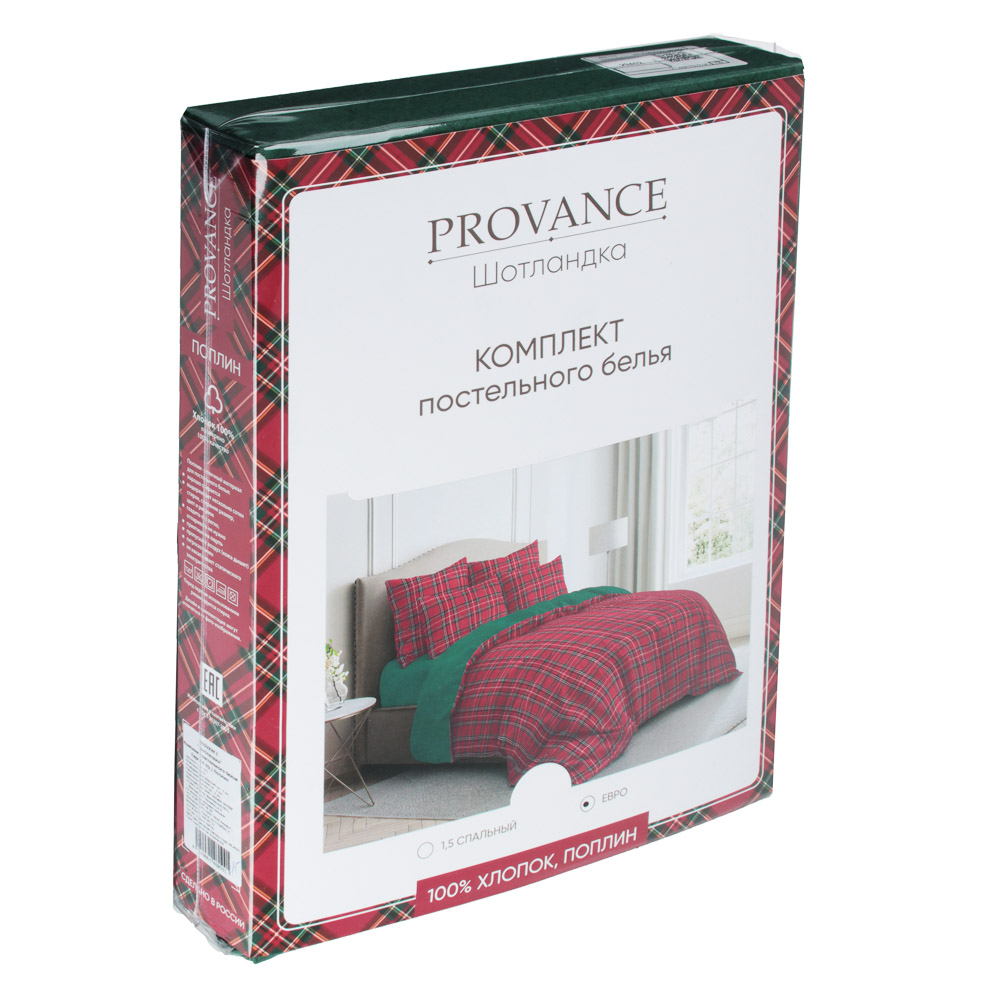 PROVANCE Шотландка Комплект постельного белья евро (4 пр.), поплин 110гр/м, 100% хлопок, арт.№ 492-117
