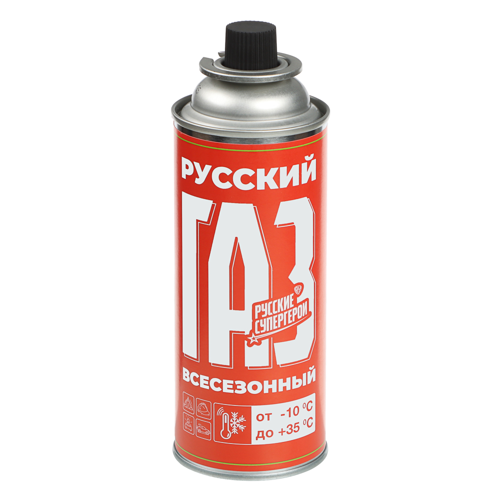 Газ для портативных плит тм BY Русские супергерои,всесезонный,метал.баллон 220гр,520см3(цанг., ЕАЭС), арт.№ 116-059