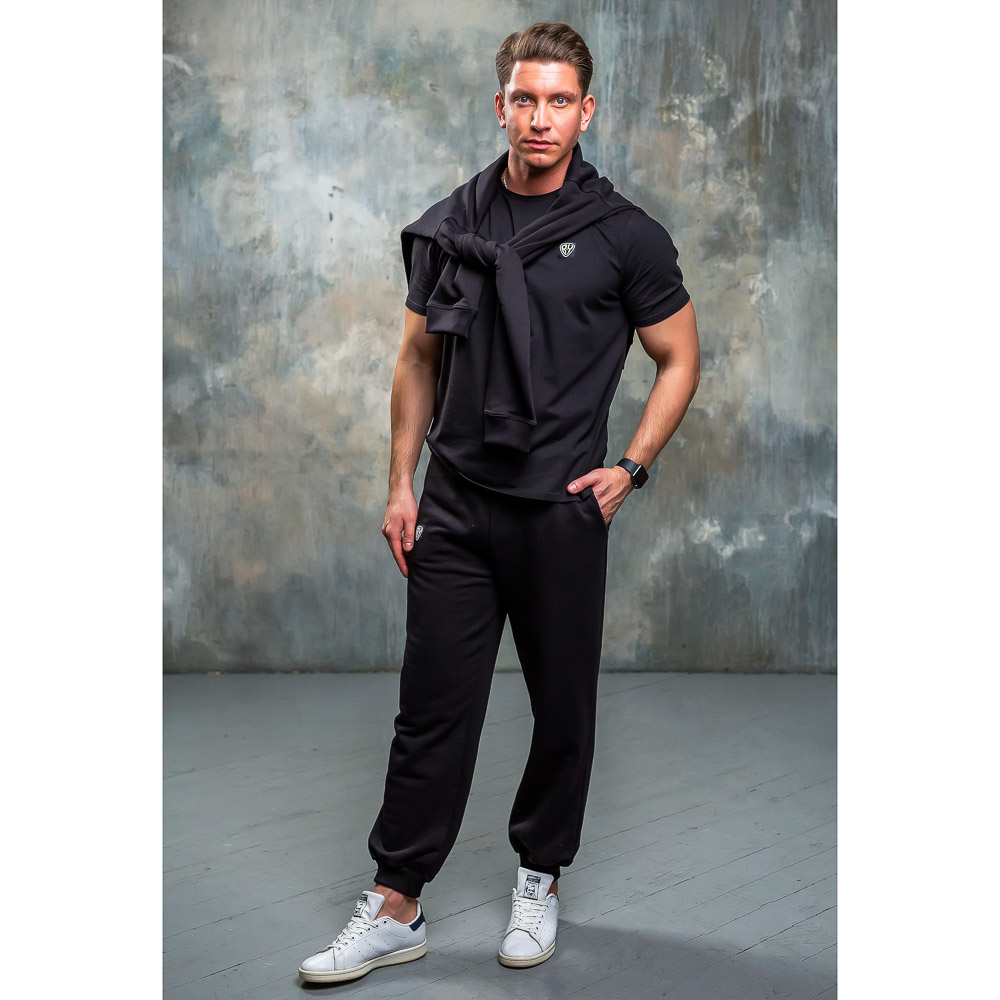 BY Толстовка мужская, хлопок, размеры S-XXL, цвет черный, арт.№ 830-654