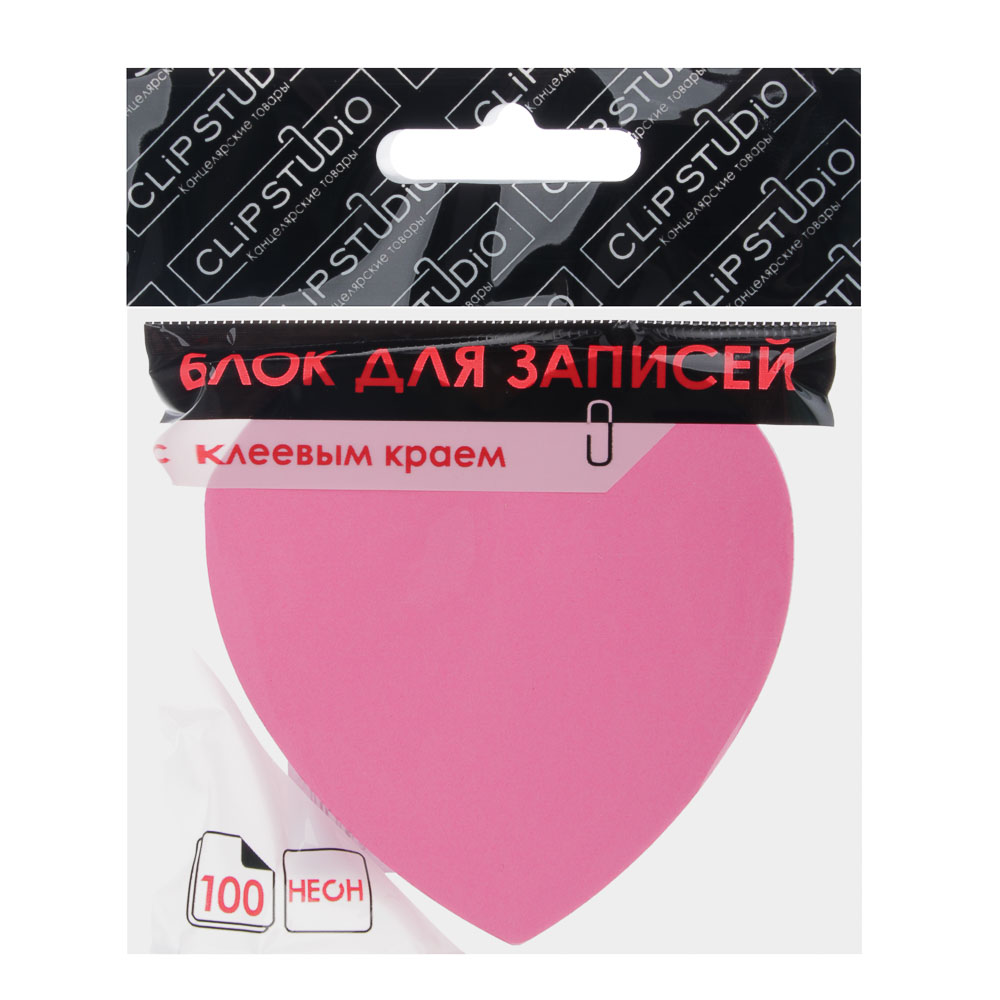 Блок с клеевым краем бумажный ClipStudio 68x68мм, 100 листов, фигурный, 4 формы, 4 неоновых цвета, арт.№ 533-015