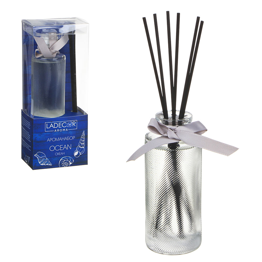 LADECOR Аромадиффузор с палочками,  150мл, с ароматами океана, лесной свежести, арт.№ 412-018