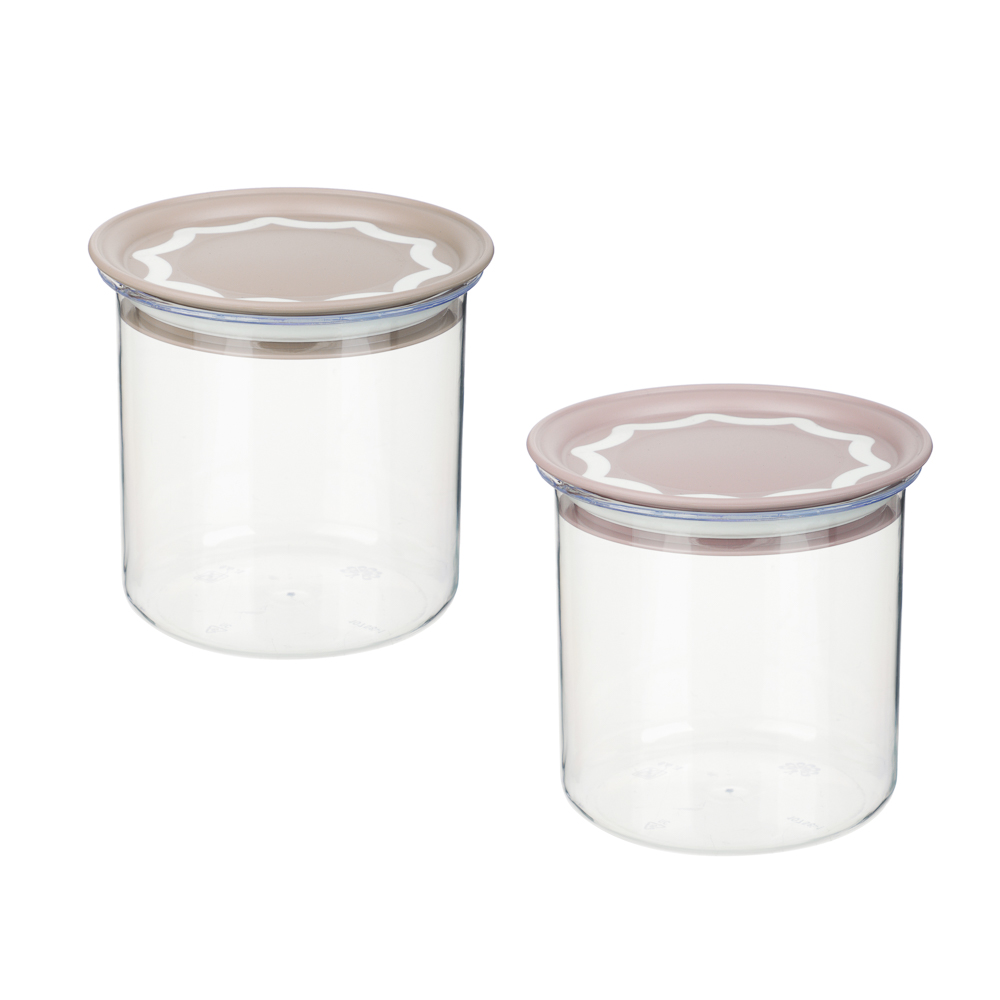 Банка круглая с вакуумной крышкой для сыпучих продуктов 0,6л, D-11,4см, H-11см, пластик, 2 цвета, арт.№ 861-476