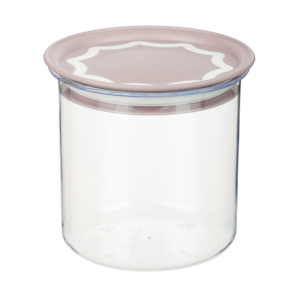 Банка круглая с вакуумной крышкой для сыпучих продуктов 0,6л, D-11,4см, H-11см, пластик, 2 цвета, арт.№ 861-476