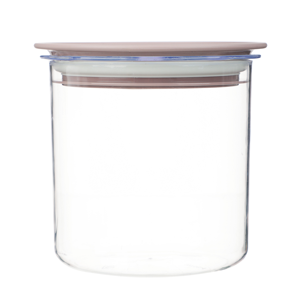 Банка круглая с вакуумной крышкой для сыпучих продуктов 0,6л, D-11,4см, H-11см, пластик, 2 цвета, арт.№ 861-476