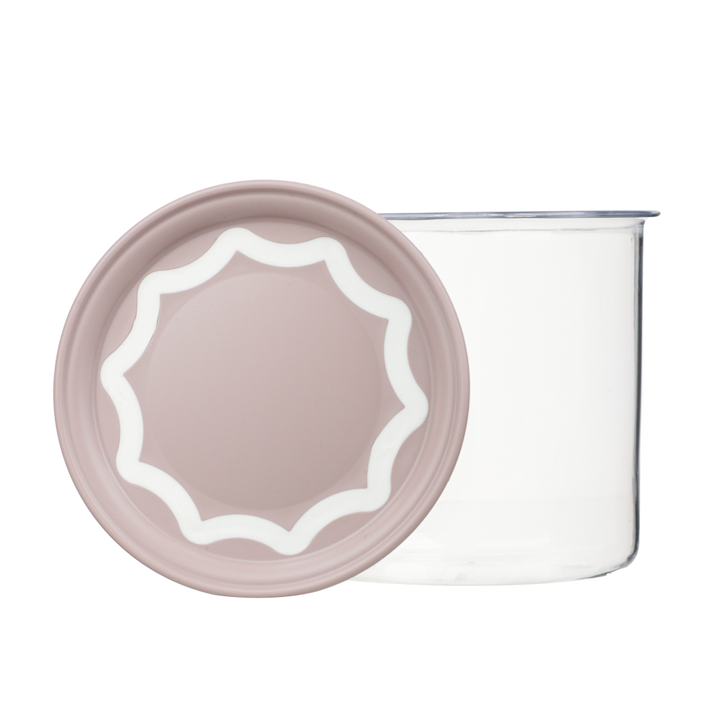 Банка круглая с вакуумной крышкой для сыпучих продуктов 0,6л, D-11,4см, H-11см, пластик, 2 цвета, арт.№ 861-476