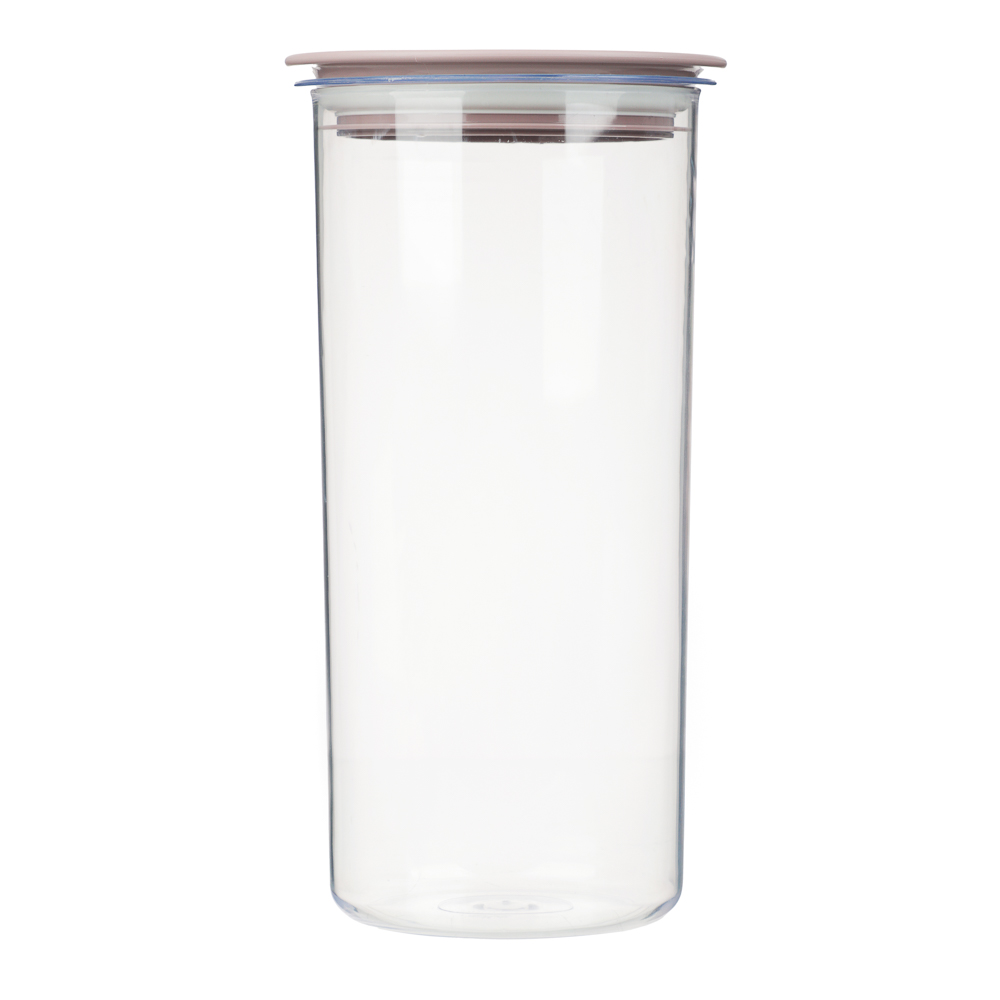 Банка круглая с вакуумной крышкой для сыпучих продуктов 1,4л, D-11,4см, H-22,5см, пластик, 2 цвета, арт.№ 861-478