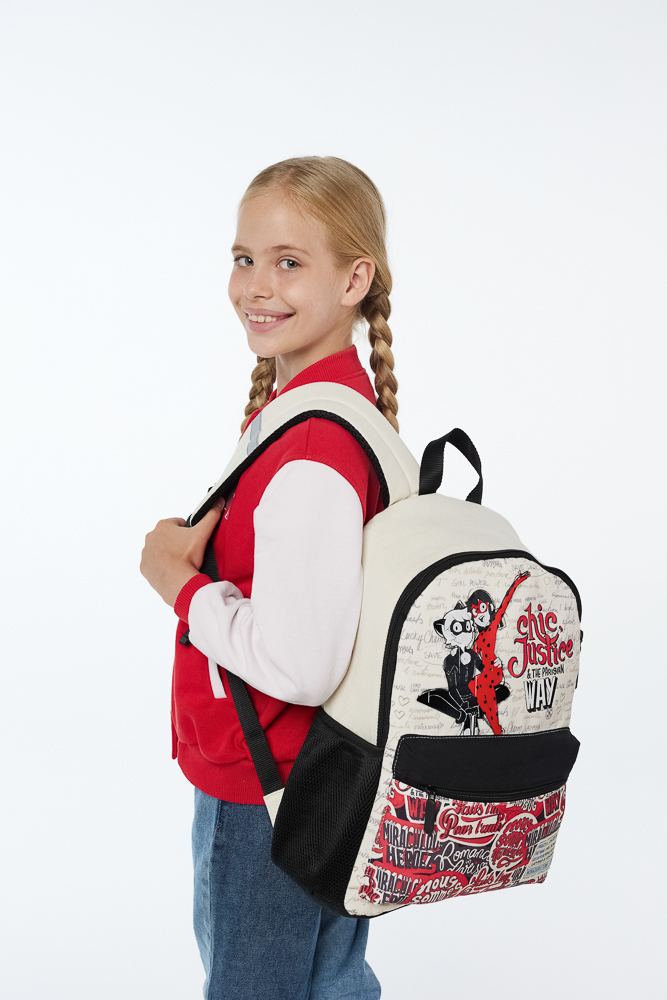 Ледибаг Рюкзак подростковый 40х30х15см, 1 отд., 3 карм., уплотненные лямки, "Скетч", арт.№ 811-024