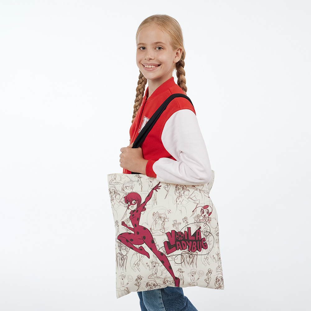 Ледибаг Сумка-шоппер, 38x42см, внутр.карман, ручки 58 см, ПЭ под ткань, серия "Скетч", арт.№ 811-025