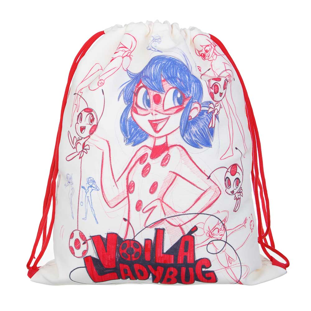 Ледибаг Мешок для обуви ПРЕМИУМ, 47х39см, плотный матер., 2-сторон., толстая веревка, "Скетч", арт.№ 811-027