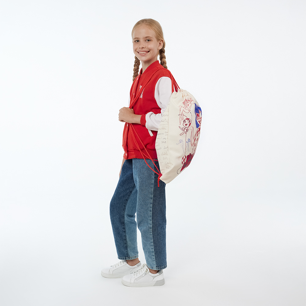 Ледибаг Мешок для обуви ПРЕМИУМ, 47х39см, плотный матер., 2-сторон., толстая веревка, "Скетч", арт.№ 811-027