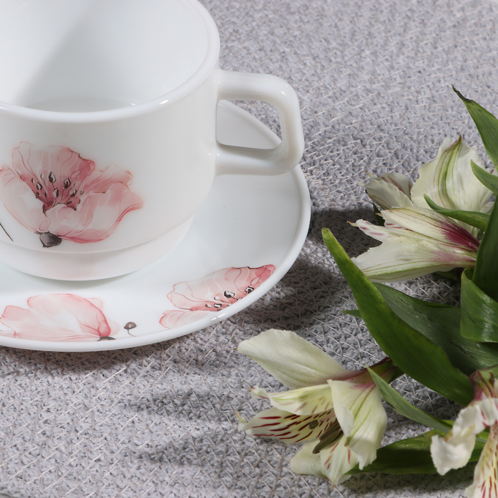 MILLIMI Роселла Чайная пара (чашка 250мл., блюдце 15см), опаловое стекло, арт.№ 818-879