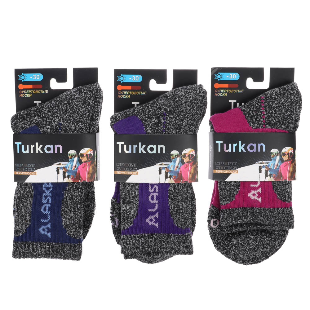 Термоноски женские, тм TURKAN, р. 36-41, 85% шерсть, 10% ангора, 5% лайкра, цвета в ас-те, арт.№ 019-613