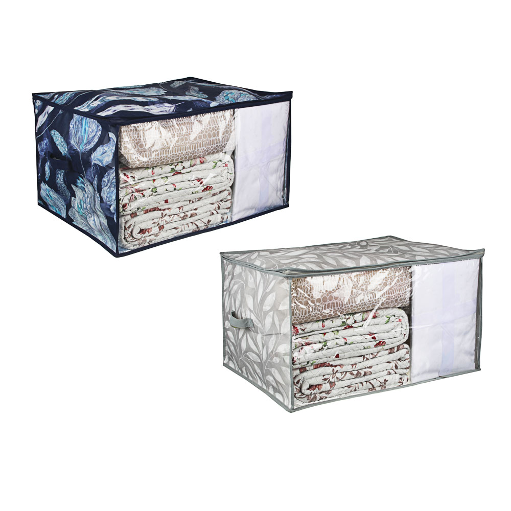 VETTA Санремо Кофр для подушек и одеял с прозрачным окном, 60х50х35см, спанбонд, ПЕВА, 2 дизайна, арт.№ 457-510