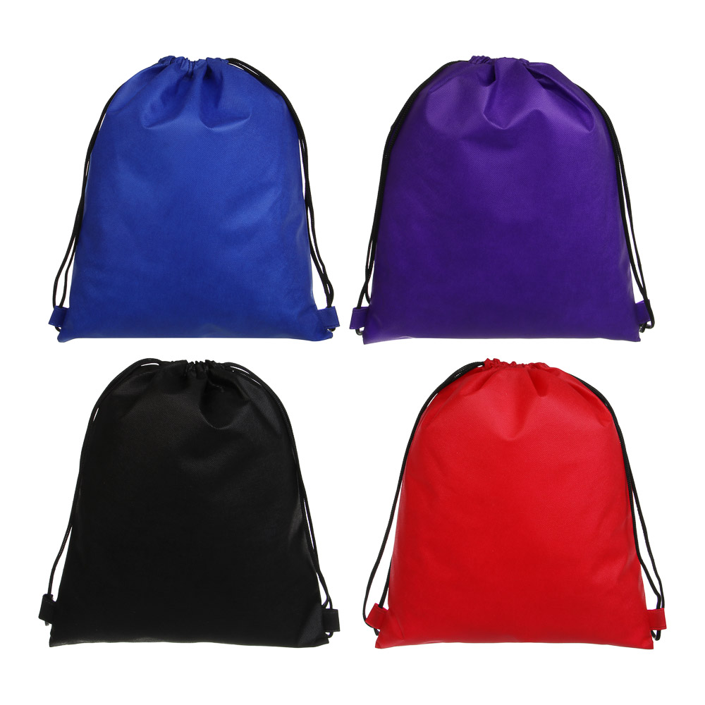 Мешок для сменной обуви на завязках 34,8x41,5 см, 4 цвета, ПЭ 80гр., ПРОМО, арт.№ 233-052