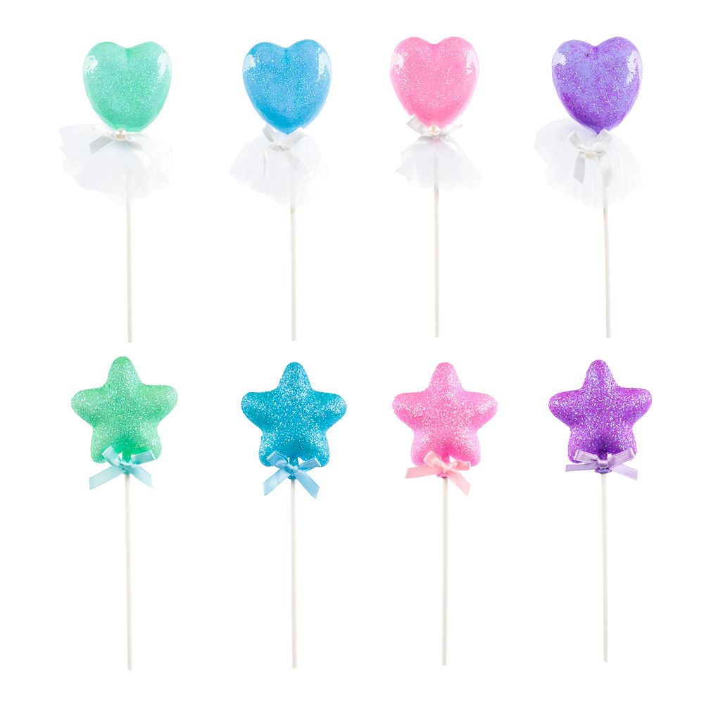 FNtastic Декор для торта в виде сердца, звезды, пластик, бумага, 19 см, 2 дизайна, 4 цвета, арт.№ 530-313