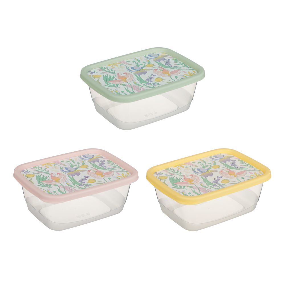 Ботаника Контейнер для продуктов прямоугольный 0,85л, пластик, 3 цвета, арт.№ 861-568