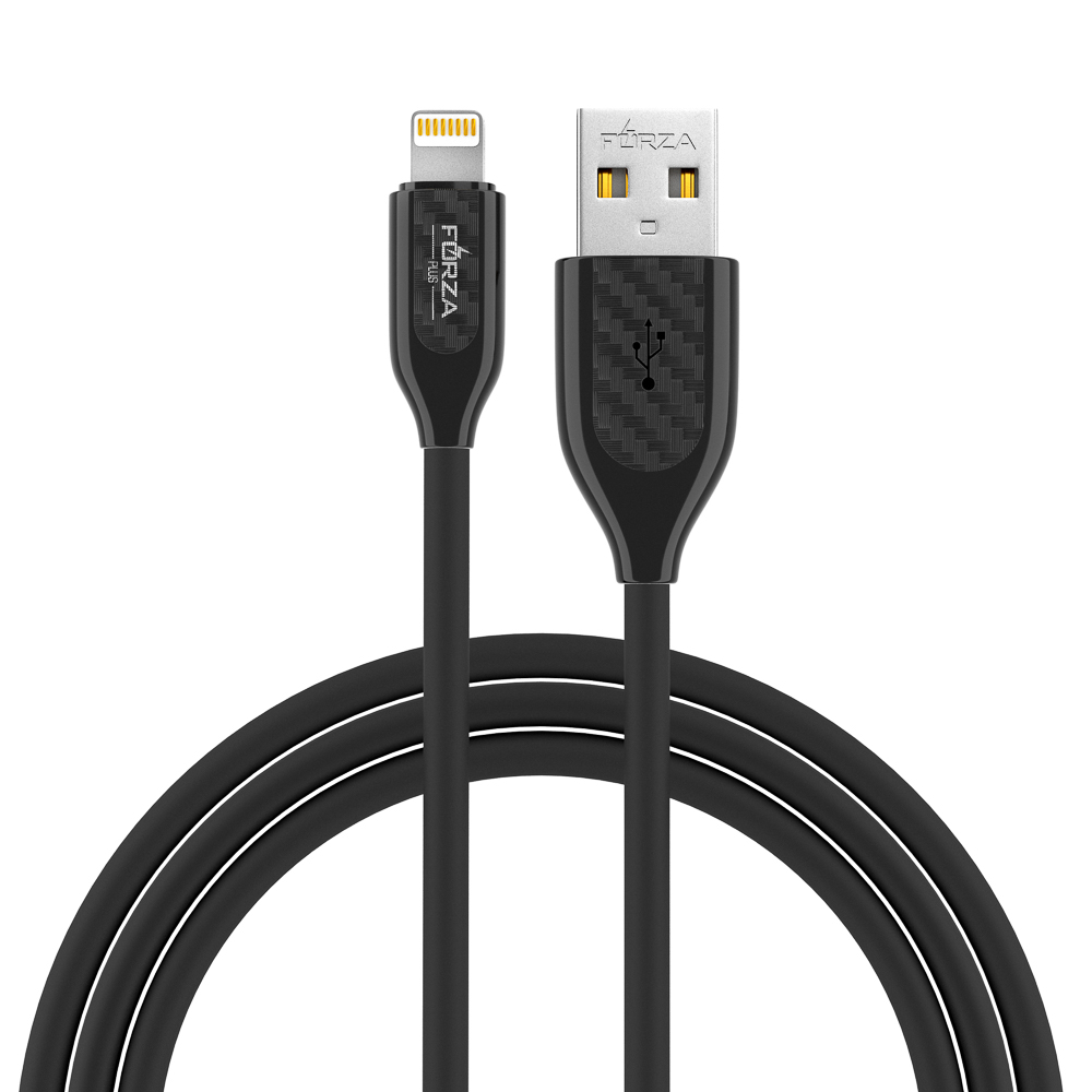 Кабель для зарядки USB(A)-iP FORZA Карбон, 1м, 2А, 10Вт, прорезиненный, 3 цвета, арт.№ 931-165