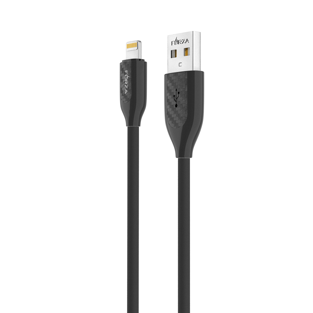 Кабель для зарядки USB(A)-iP FORZA Карбон, 1м, 2А, 10Вт, прорезиненный, 3 цвета, арт.№ 931-165