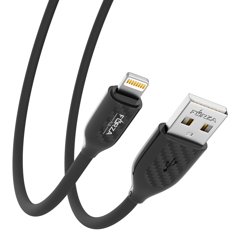 Кабель для зарядки USB(A)-iP FORZA Карбон, 1м, 2А, 10Вт, прорезиненный, 3 цвета, арт.№ 931-165