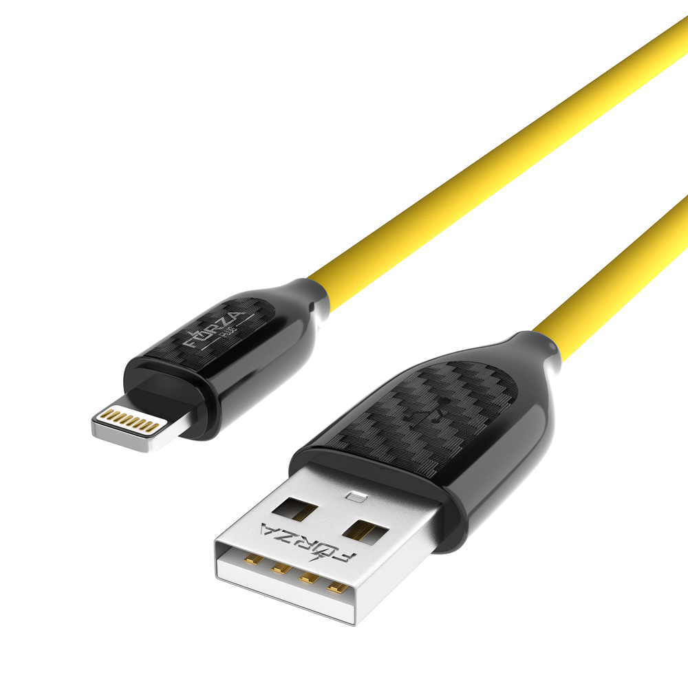 Кабель для зарядки USB(A)-iP FORZA Карбон, 1м, 2А, 10Вт, прорезиненный, 3 цвета, арт.№ 931-165