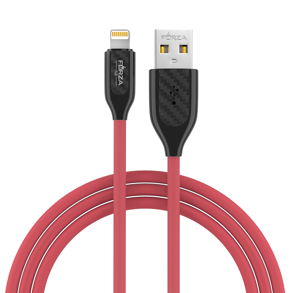 Кабель для зарядки USB(A)-iP FORZA Карбон, 1м, 2А, 10Вт, прорезиненный, 3 цвета, арт.№ 931-165