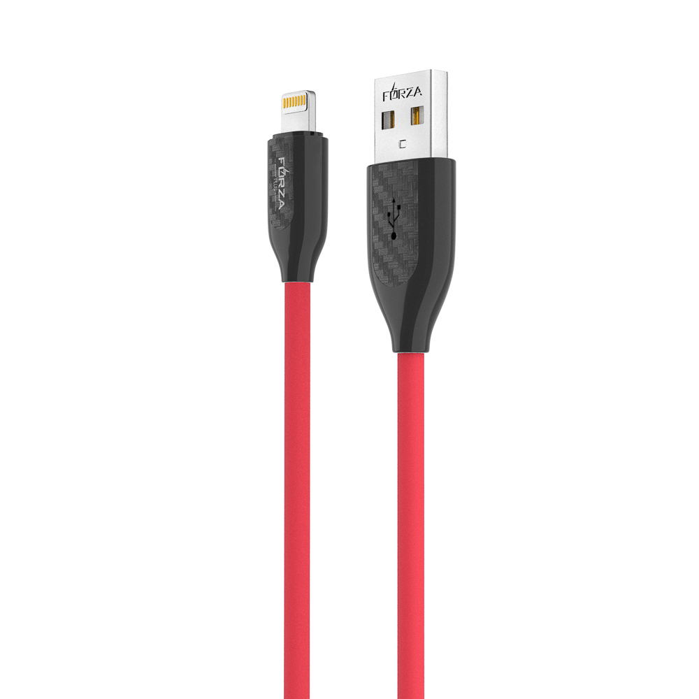 Кабель для зарядки USB(A)-iP FORZA Карбон, 1м, 2А, 10Вт, прорезиненный, 3 цвета, арт.№ 931-165