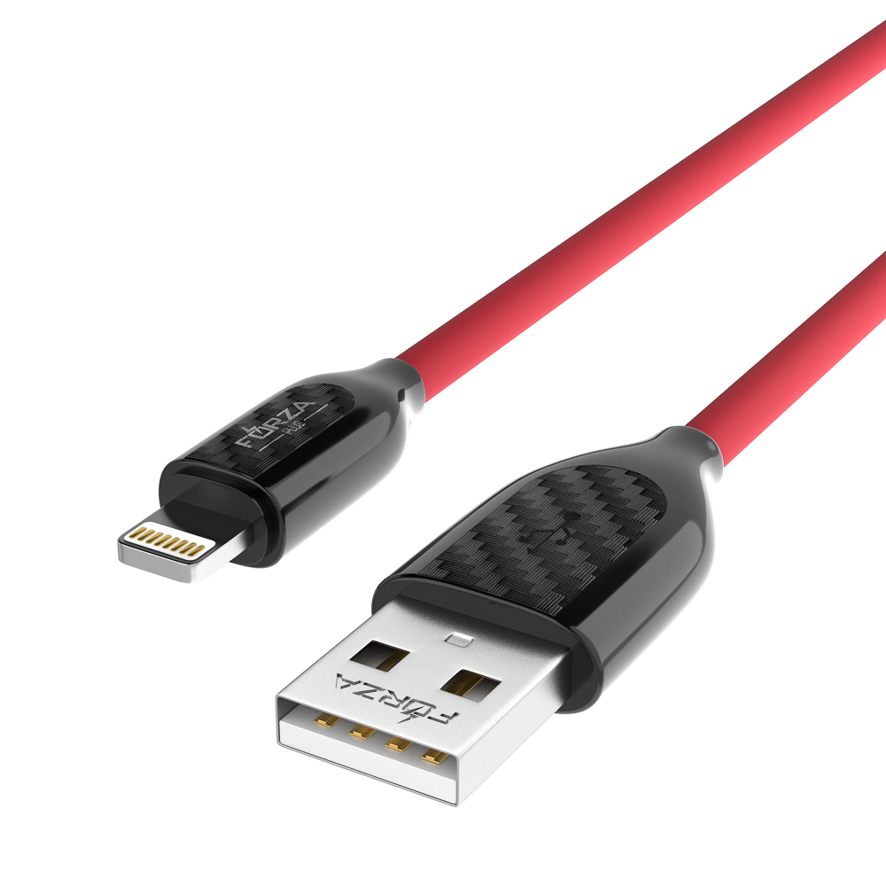 Кабель для зарядки USB(A)-iP FORZA Карбон, 1м, 2А, 10Вт, прорезиненный, 3 цвета, арт.№ 931-165