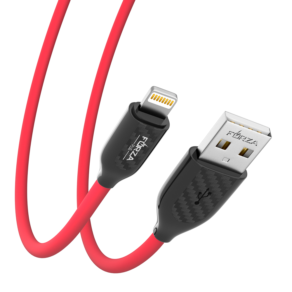 Кабель для зарядки USB(A)-iP FORZA Карбон, 1м, 2А, 10Вт, прорезиненный, 3 цвета, арт.№ 931-165