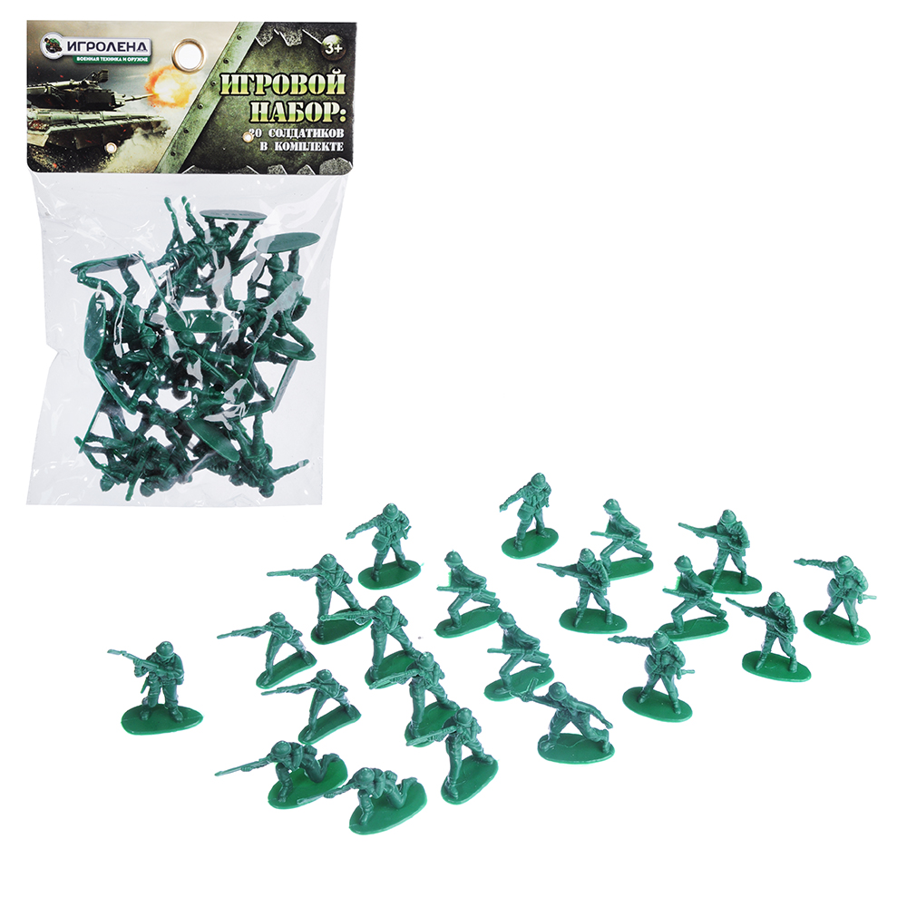 ИГРОЛЕНД Набор солдатиков 20шт., PVC, 14х22х2см, арт.№ 296-060