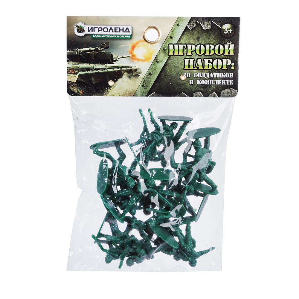 ИГРОЛЕНД Набор солдатиков 20шт., PVC, 14х22х2см, арт.№ 296-060