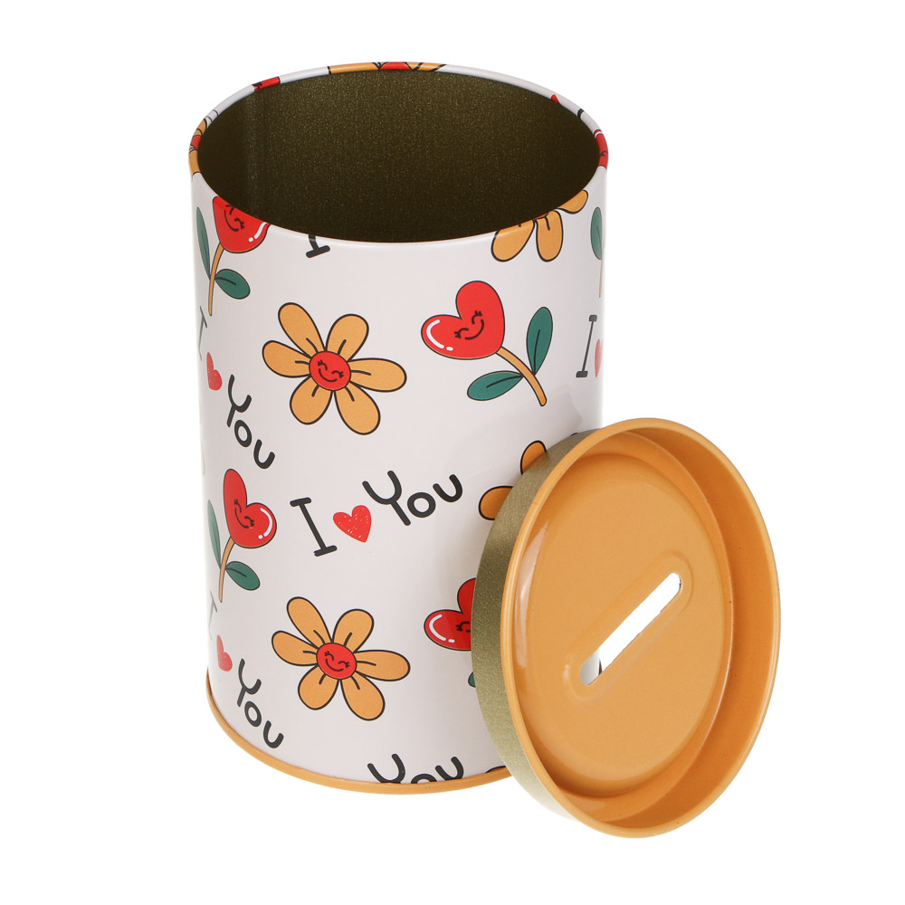 Копилка металлическая, 11,5x7,4 см, 3 дизайна, арт.№ 511-329