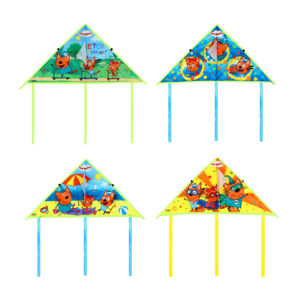 ИГРОЛЕНД Воздушный змей 80см "Три кота", текстиль, 4 дизайна, арт.№ 900-018