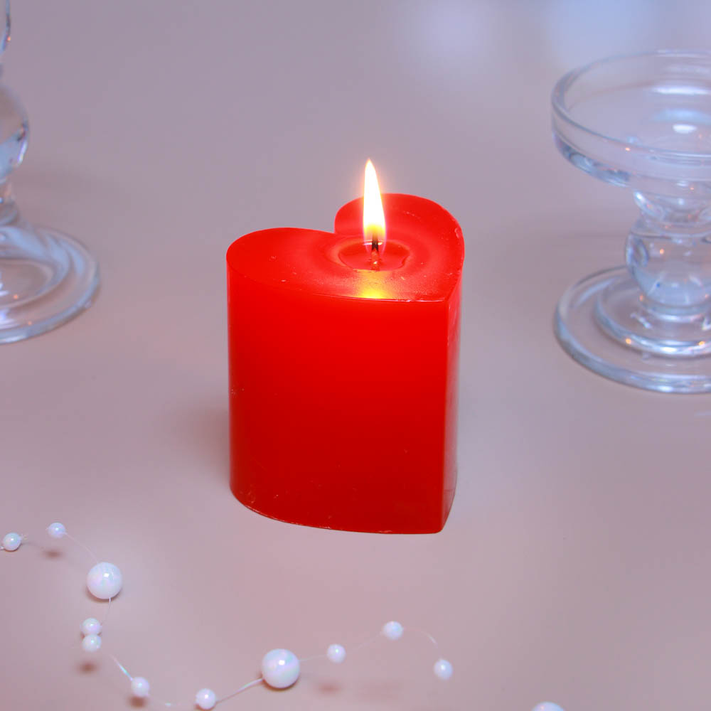 LADECOR Свеча столбик в форме сердца, парафин, 7x7,5 см, арт.№ 508-868