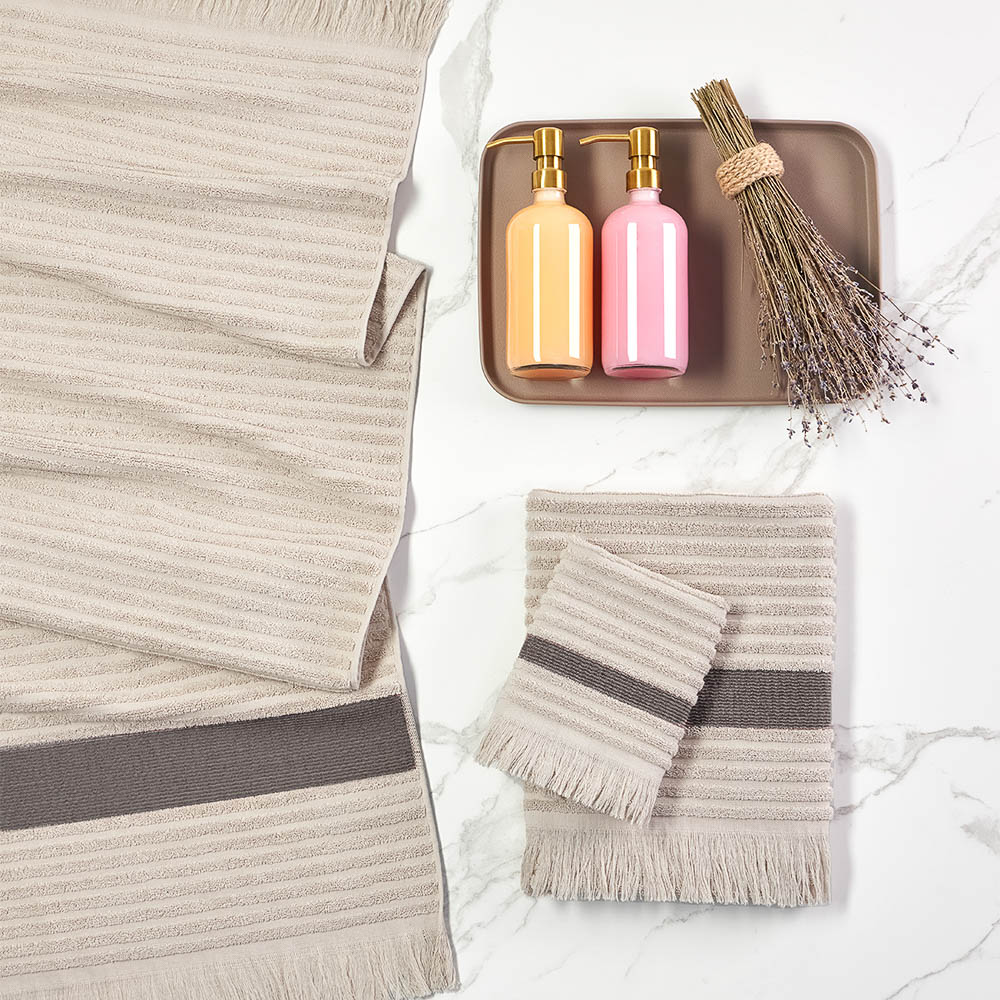 PROVANCE Хейзел Комплект полотенец махровых, 100% хлопок, 30х50, 50х90, 70х130, 500г/м, бежевый, арт.№ 484-182