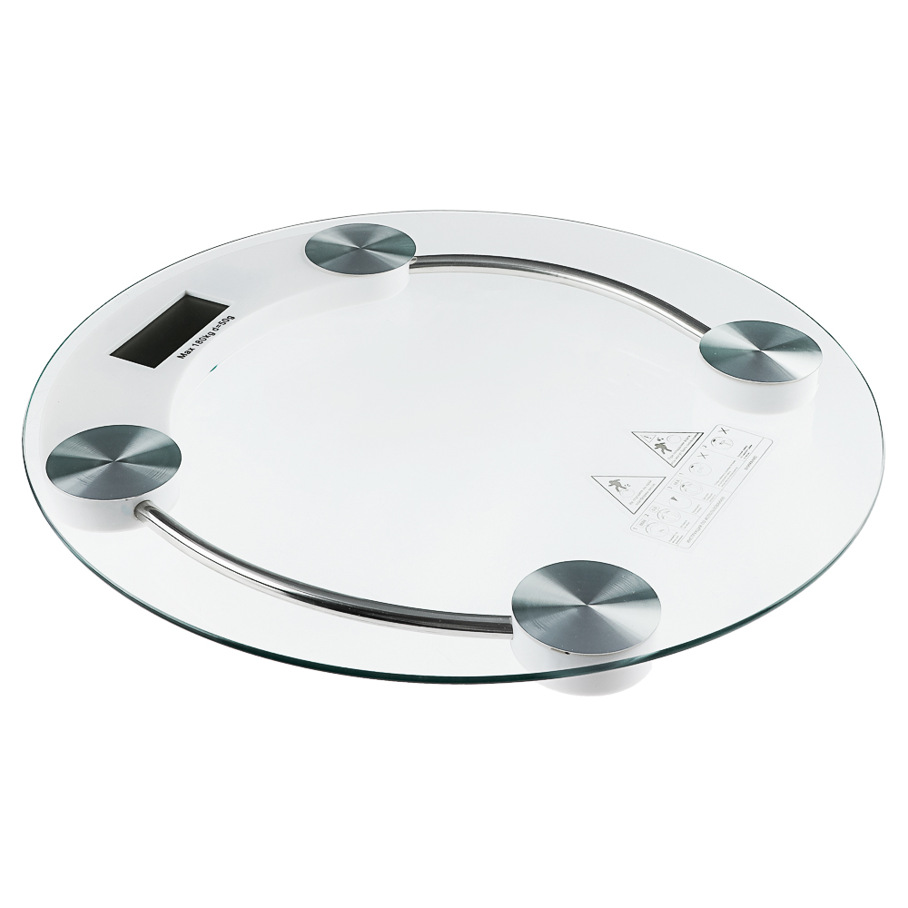 LEBEN Весы напольные электронные круглые, ЖК-дисплей, макс. нагр.до 180кг, стекло, d33см, арт.№ 487-020