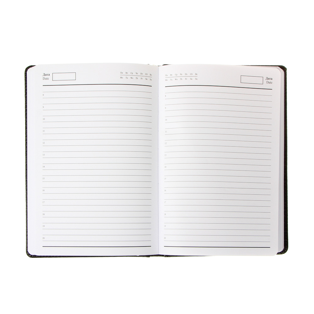 Ежедневник недатир. "Бизнес" А5, 320стр, твердая обл.с поролоном, ПУ, бумага, пакет, черный, арт.№ 572-056