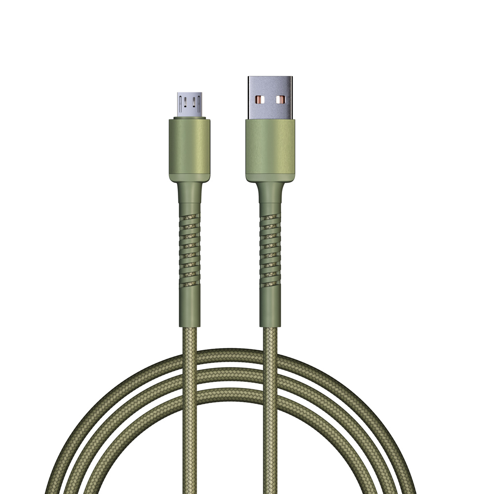 Кабель для зарядки USB(A)-microUSB BY XXL, 2 м, 3А, Быстрая зарядка QC3.0, зеленый, арт.№ 931-151