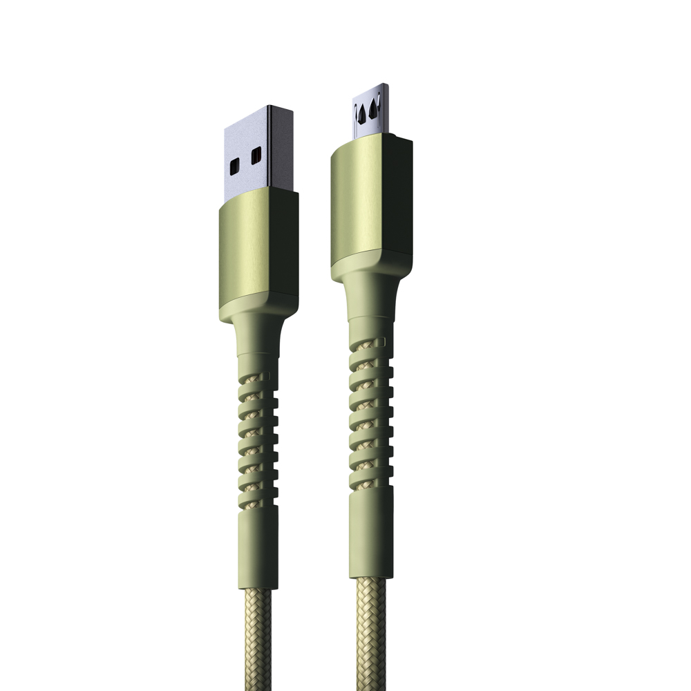 Кабель для зарядки USB(A)-microUSB BY XXL, 2 м, 3А, Быстрая зарядка QC3.0, зеленый, арт.№ 931-151