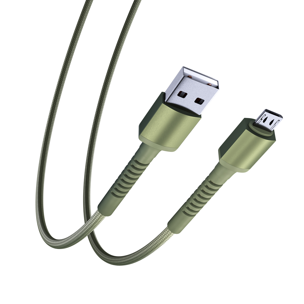 Кабель для зарядки USB(A)-microUSB BY XXL, 2 м, 3А, Быстрая зарядка QC3.0, зеленый, арт.№ 931-151