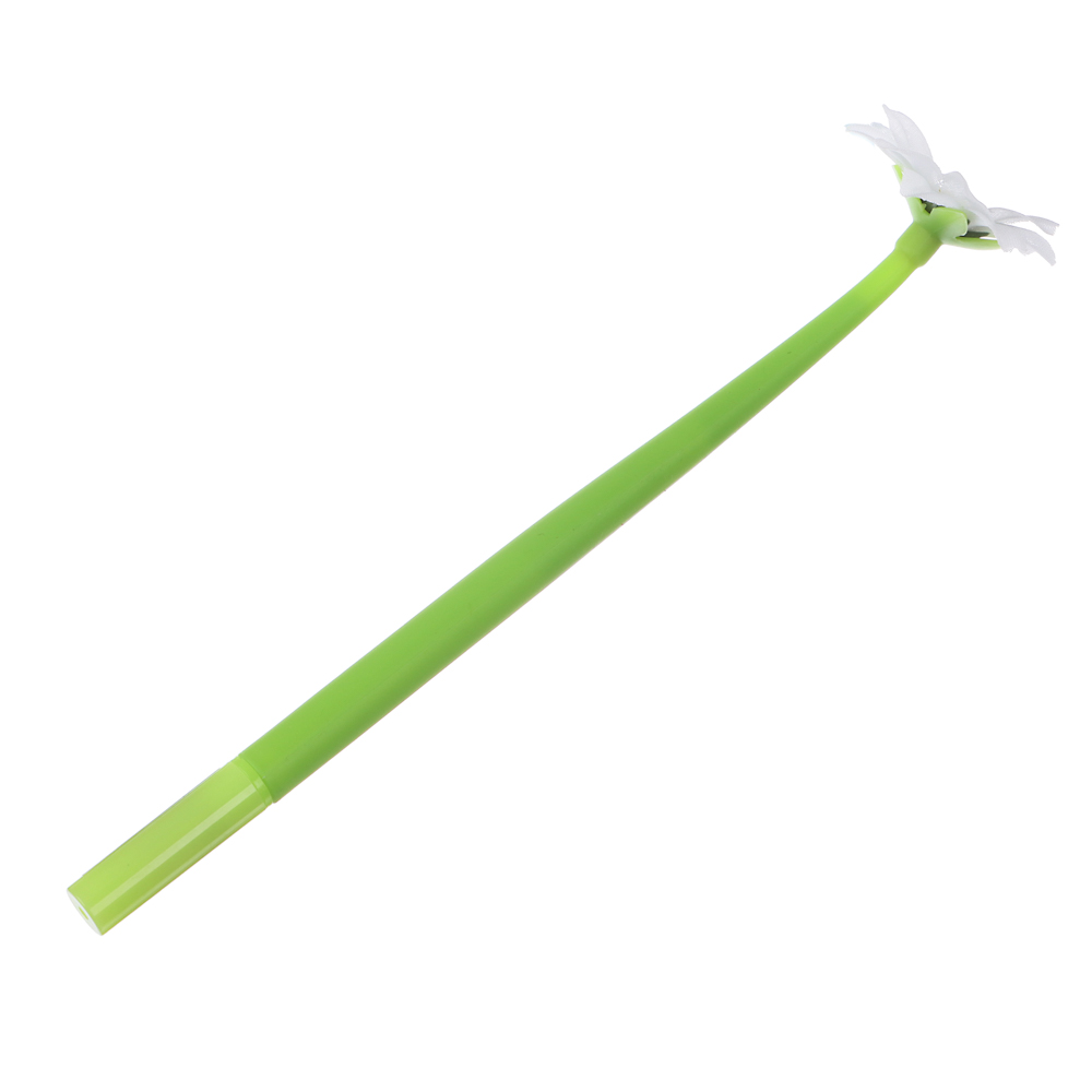 Ручка шариковая синяя, в форме цветка, гибкий силиконовый корпус, 22 см, 3 цв.бутона, пластик, арт.№ 591-156