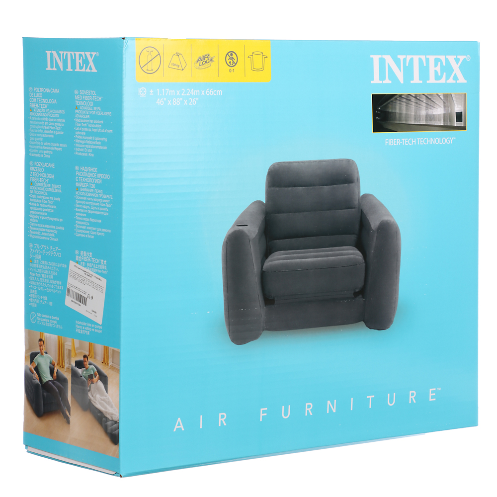 INTEX Кресло надувное PULL-OUT, 117x224x66см, ПВХ, 66551NP, арт.№ 044-005