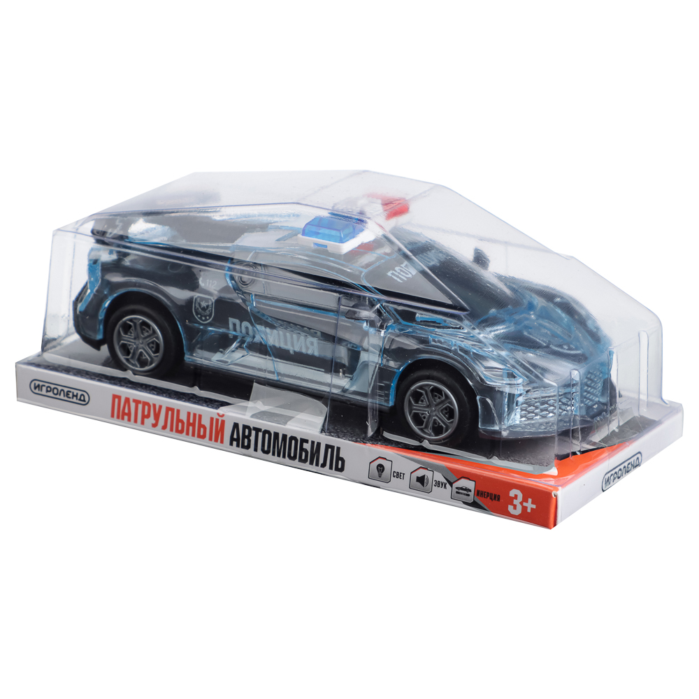 ИГРОЛЕНД Патрульный автомобиль, свет, звук, инерция, 3хLR44, ПВД, 15,5x5x7см, 3 дизайна, арт.№ 292-012