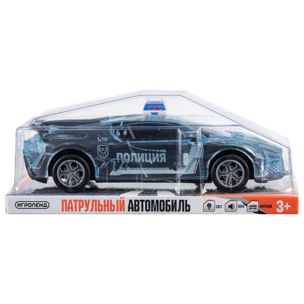 ИГРОЛЕНД Патрульный автомобиль, свет, звук, инерция, 3хLR44, ПВД, 15,5x5x7см, 3 дизайна, арт.№ 292-012