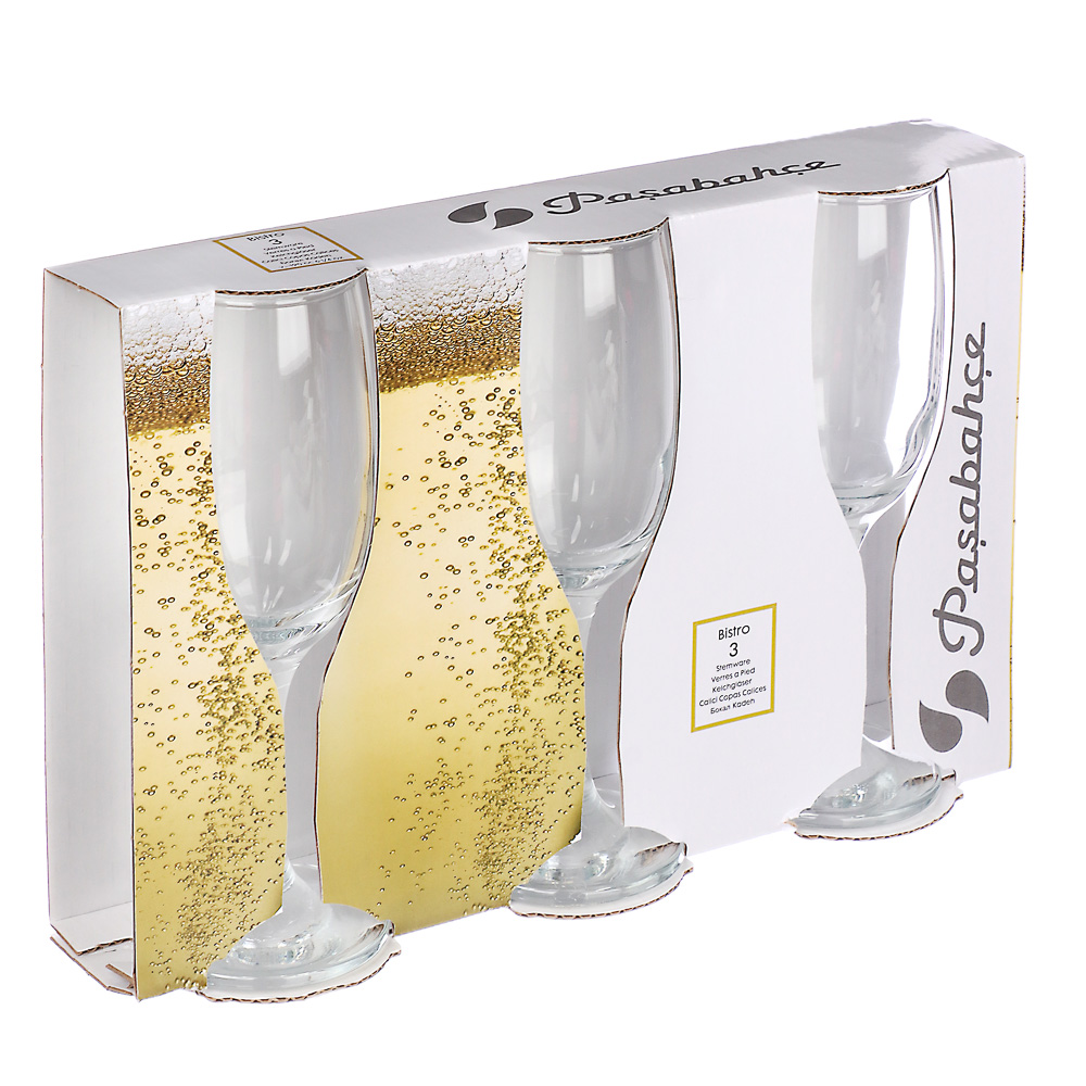 PASABAHCE Бистро Набор бокалов для шампанского 3 шт 190 мл, стекло, арт.№ 878-550