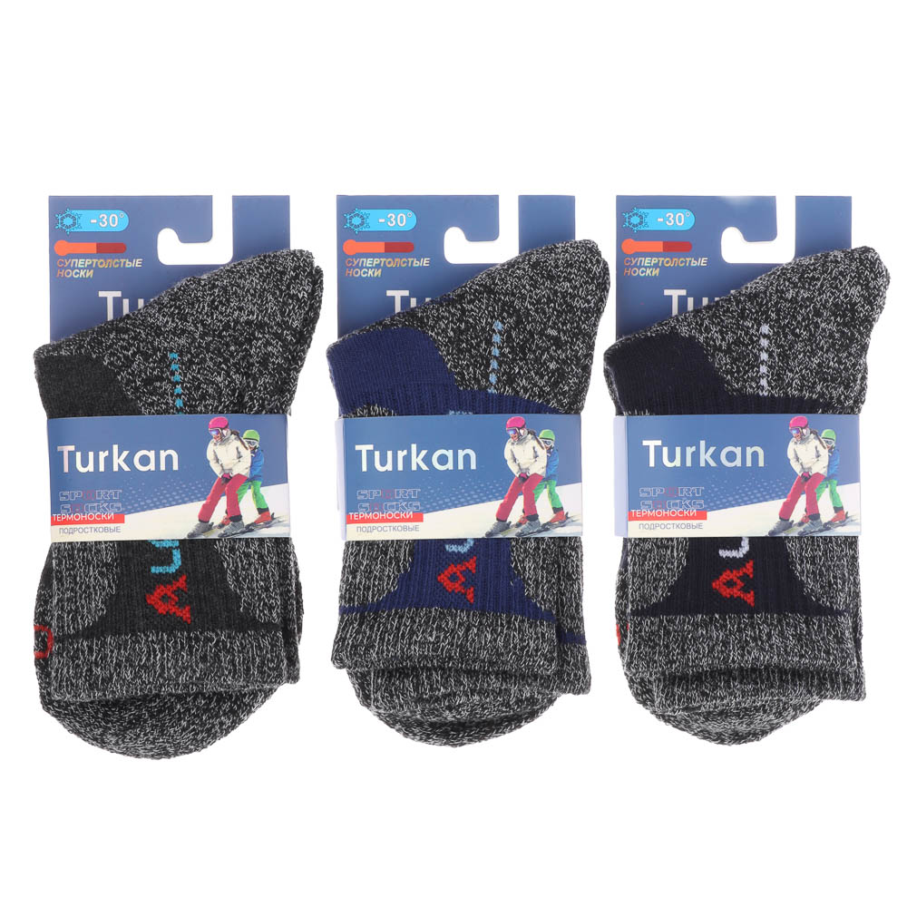 Термоноски детские, тм TURKAN, 10-12 лет, 85% шерсть, 10% ангора, 5% лайкра, разноцветные, L-808, арт.№ 019-652