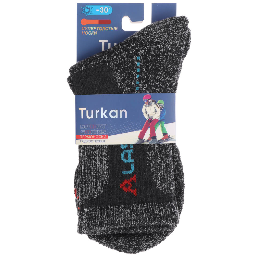 Термоноски детские, тм TURKAN, 12-14 лет, 85% шерсть, 10% ангора, 5% лайкра, разноцветные, L-808, арт.№ 019-653