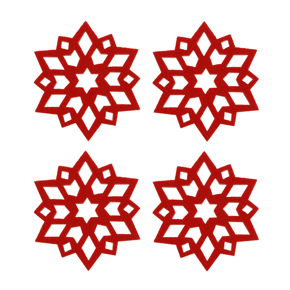 PROVANCE Винтер Подставка фетровая 4шт, 10см, 100% полиэстер, красный, арт.№ 492-179