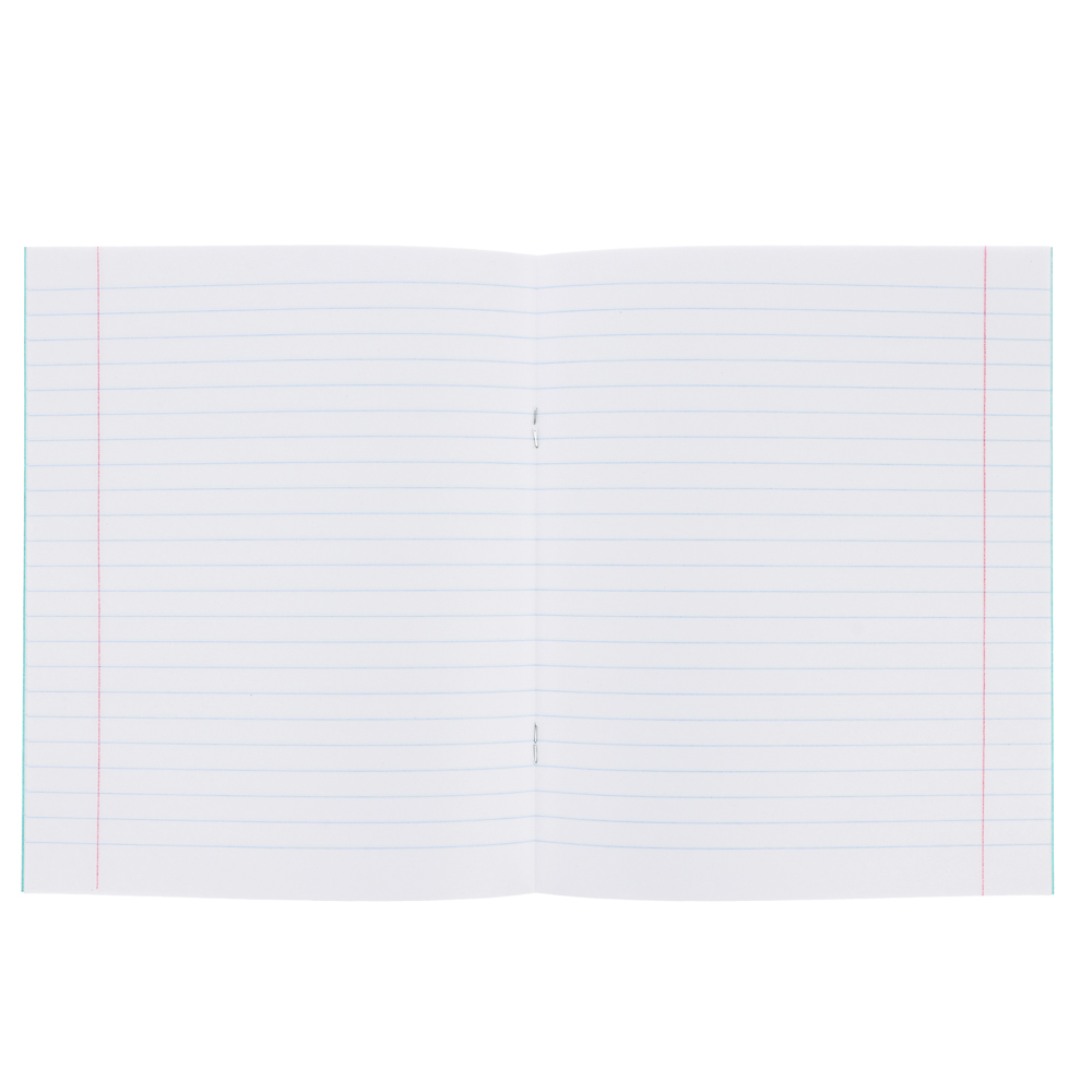 Тетрадь школьная 12 л., в линейку, БЕЛЫЕ ЛИСТЫ, ЗЕЛЕНАЯ обложка, скрепка, арт.№ 579-026