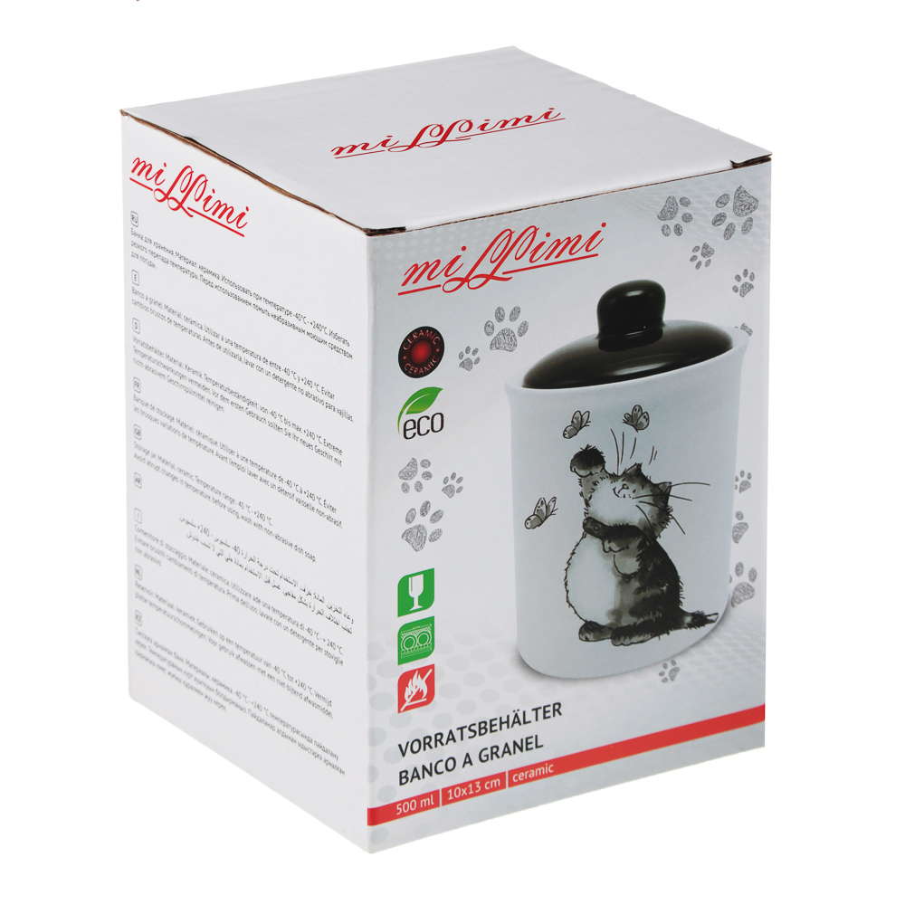 MILLIMI Забавные коты Банка для хранения, 550мл, 10х13см, керамика, арт.№ 824-489