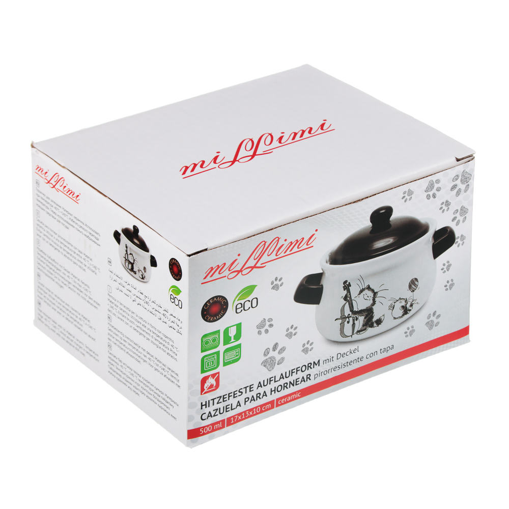 MILLIMI Забавные коты Горшочек для запекания, 500 мл, 17x13x10см, керамика, арт.№ 824-490